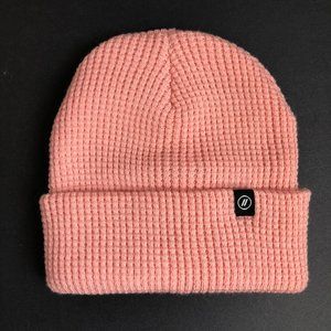 Blenders Coral Pink Waffle Knit Beanie Hat Cozy Boho Essential Minimalist
